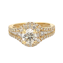 Load image into Gallery viewer, 18k Yellow Gold Engagement Ring with Round and Princess Cut Diamonds