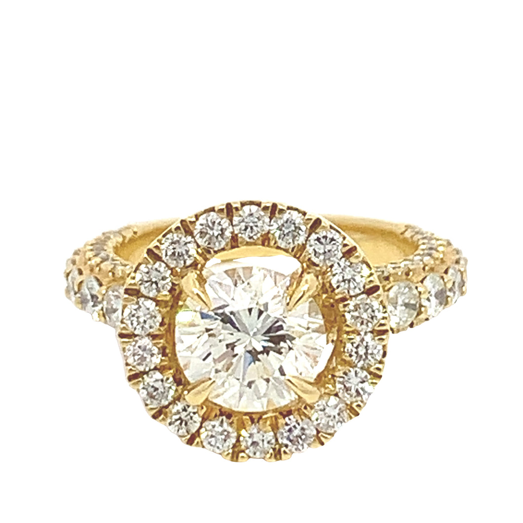 3.96ct diamonds 18k Gold Engagement Ring with Round Diamonds (halo) (choose your color)