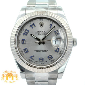 41mm Rolex Watch with Stainless Steel Oyster Bracelet (silver Arabic dial, fluted bezel) (Model number: 116334)