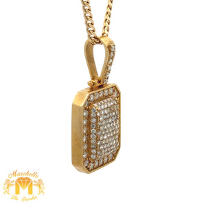 3ct diamonds Yellow Gold Pendant and Yellow Gold Cuban Link Chain