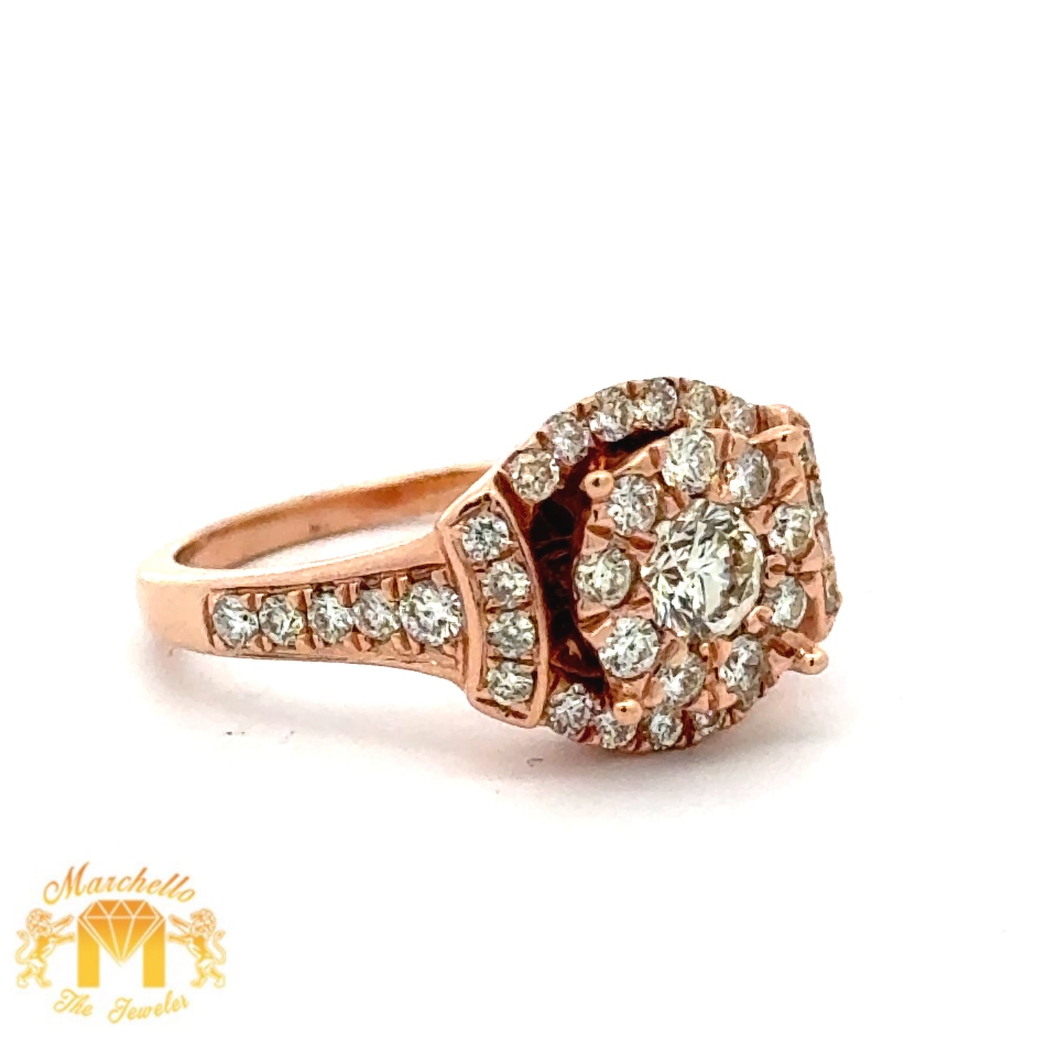 14k Rose Gold and Diamond Ladies` Ring with Round Diamonds