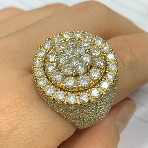 10.91ct diamonds 14k Yellow Gold Men`s Ring with Large Round Diamonds
