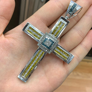 5.80ct diamonds 14k white gold Cross Pendant