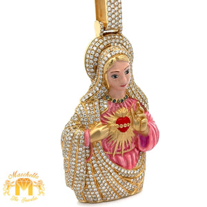 6.30ct diamonds 14k Yellow Gold Mary Pendant with Round Diamonds