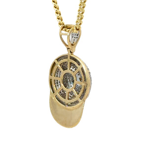 Yellow Gold and Diamond Cap Pendant and Yellow Gold Cuban Chain