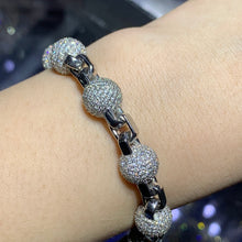 Load image into Gallery viewer, 18ct diamonds 14k White Gold 54 grams Beaded Bracelet with Round Diamonds