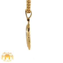 Load image into Gallery viewer, Yellow Gold and Diamond Cross Pendant with Round Diamonds and Yellow Gold Cuban Link Chain