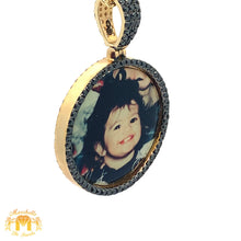 Load image into Gallery viewer, 14k Yellow Gold Memory Picture Pendant with Black and White Round Diamonds