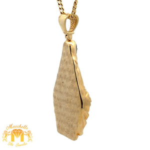 14k Yellow Gold and Diamond Mary Pendant and 14k Yellow Gold Cuban Link Chain