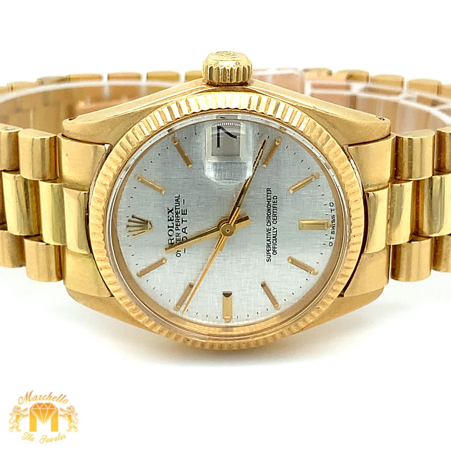 31mm 18k Yellow Gold Rolex Oyster Perpetual Watch (fluted bezel)