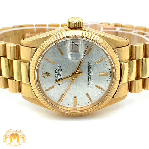 31mm 18k Yellow Gold Rolex Oyster Perpetual Watch (fluted bezel)