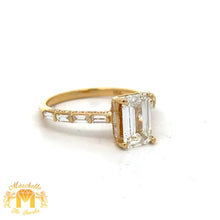 Load image into Gallery viewer, 18k Yellow Gold and Diamond Engagement Ring with Emerald cut Diamonds