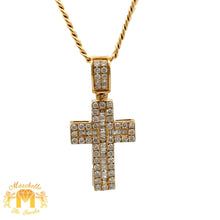 Load image into Gallery viewer, 8 piece deal: 14k Yellow Gold and Diamond Praying Hand Pendant + Cross Pendant + 14k Cuban 2 Chains + Gold and Diamond Earrings + 2 gifts from MTJ