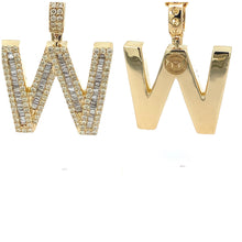 Load image into Gallery viewer, 14k Yellow Gold Large Initial Pendant with Baguette and Round Diamonds ( A to Z )