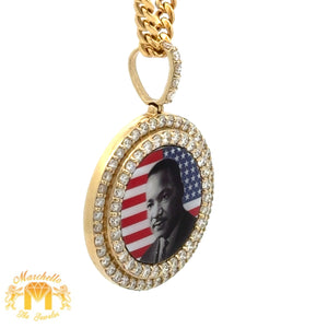 14k Yellow Gold and Diamond Picture Pendant and Yellow Gold Cuban Link Chain Set