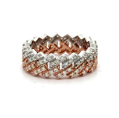 14k Two-Tone: Rose and White Gold and Diamond Eternity Band