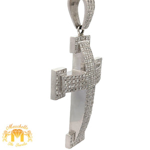 14k White Gold and Diamond XL Cross Pendant