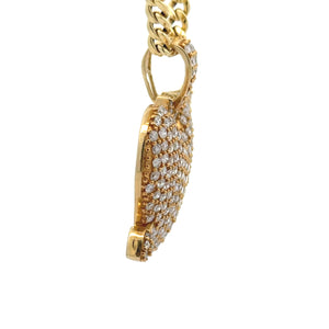 14k Yellow Gold Arrow through Heart Pendant and Yellow Gold Cuban Link Chain