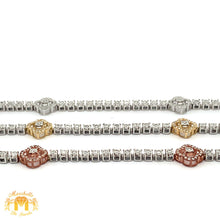 Load image into Gallery viewer, Gold and Diamond Tennis Flower Bracelet with Round Diamonds (choose your color)