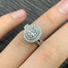 Load image into Gallery viewer, 14k white gold and diamond Oval shape Engagement Ring