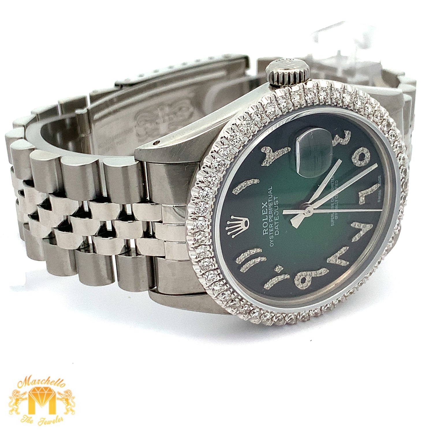 36mm Rolex Diamond Watch with Stainless Steel Jubilee Bracelet