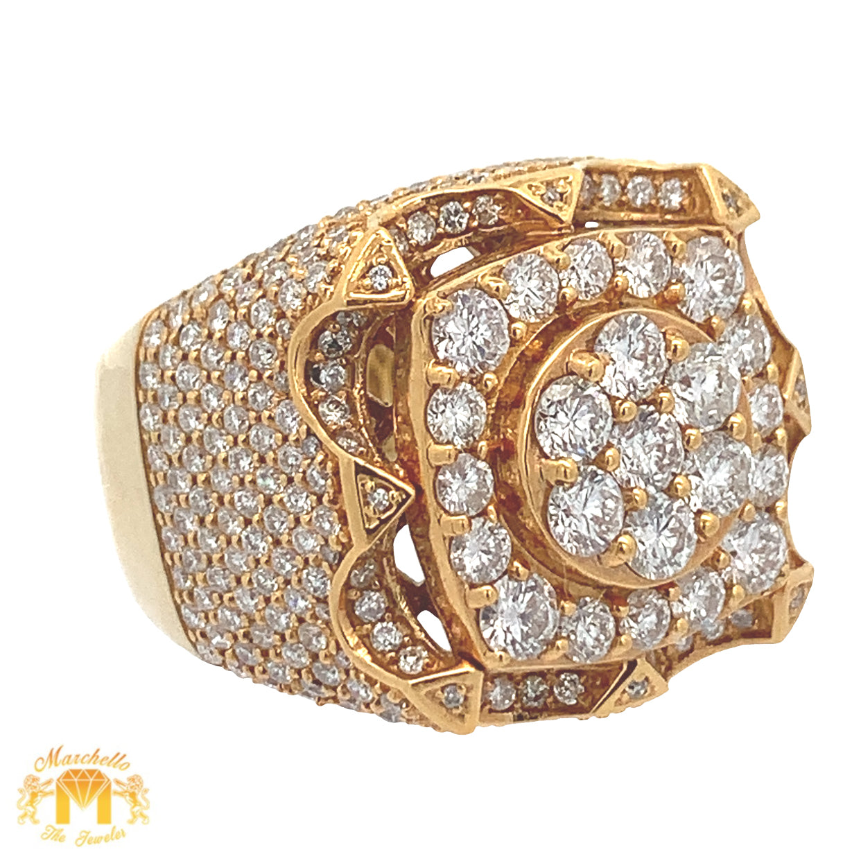 4.80ct diamonds 14k Gold Men`s Ring with Round Diamonds (choose your color)