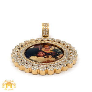 3.33ct Diamonds 14k Yellow Gold Memory Picture Pendant with Baguettes and Round Diamonds