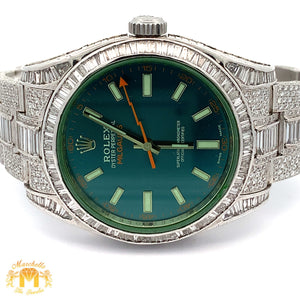 Iced out 40mm Rolex Diamond Watch with Stainless Steel Oyster Bracelet