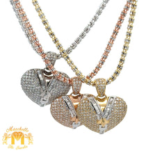 Load image into Gallery viewer, 14k gold and diamond Heart Pendant and Gold Ice Link Chain (choose your color)