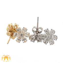 Load image into Gallery viewer, 14k Gold and Diamond Flower Earrings with Pear and Round Diamonds (choose your color)