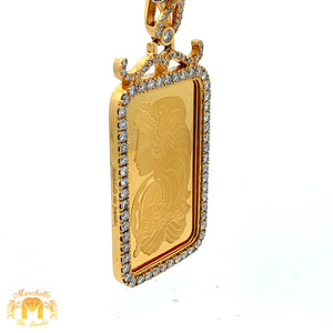 3.40ct Diamonds 24k Yellow Gold Suisse Lady Fortuna Bar Diamond Pendant (LIMITED EDITION)