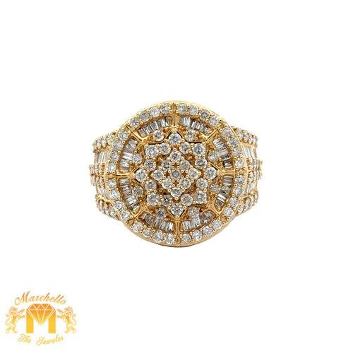 Yellow gold and diamond Ring with Baguette and Round diamonds