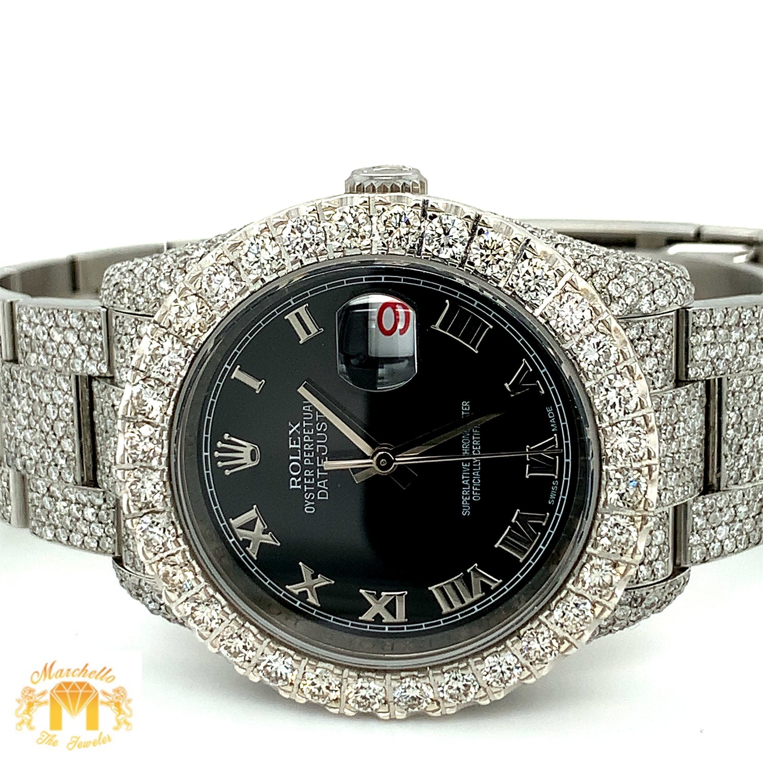 Iced Out Diamond 36mm Rolex Datejust Watch with Oyster Bracelet