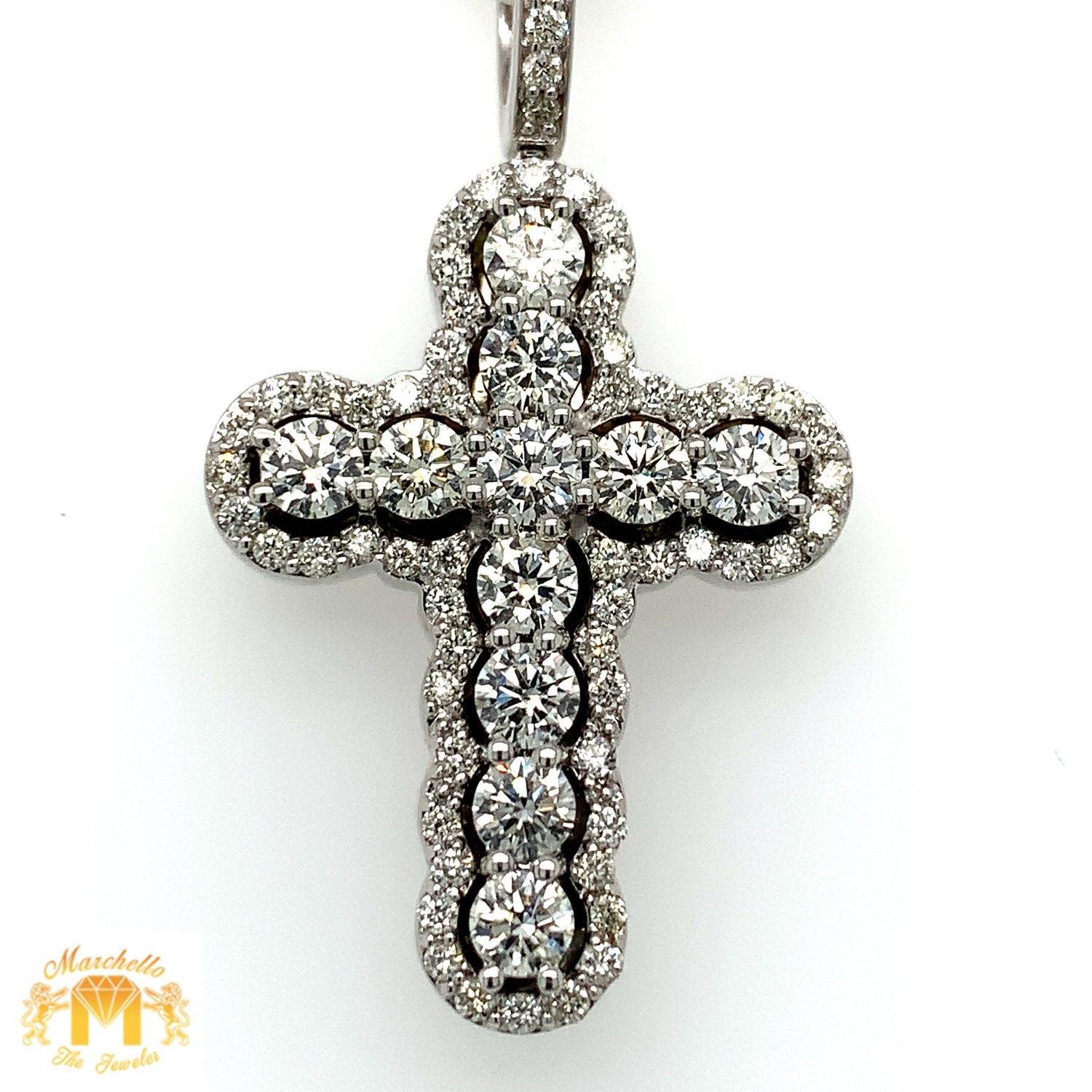 3.04ct Diamond 14k Gold Prong Set Diamond Cross Pendant (choose a color)