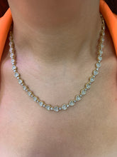 Load image into Gallery viewer, 3.90ct Diamond Tennis Heart Gold Chain with Round and Baguette Diamond