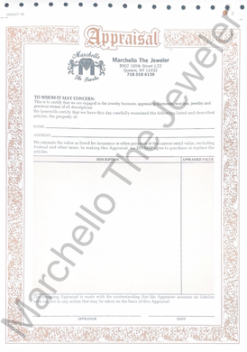 Gemologist Certified Appraisal Paper (For Insurance Per Item)