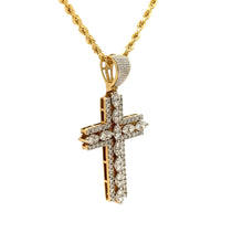Load image into Gallery viewer, 14k Yellow Gold and Diamond Cross Pendant and Yellow Gold rope Chain Set