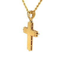 Load image into Gallery viewer, 14k Yellow Gold and Diamond Cross Pendant and Yellow Gold rope Chain Set