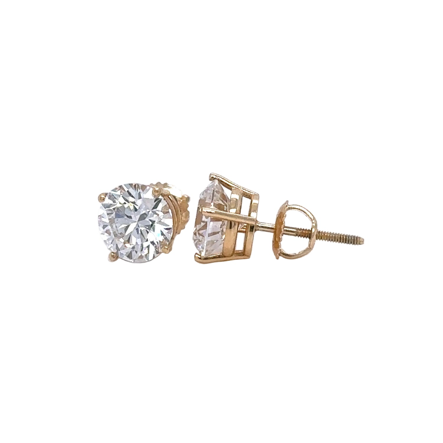 14k yellow gold and lab round earrings