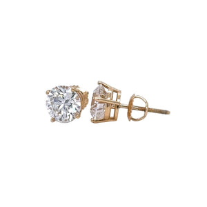 14k yellow gold and lab round earrings
