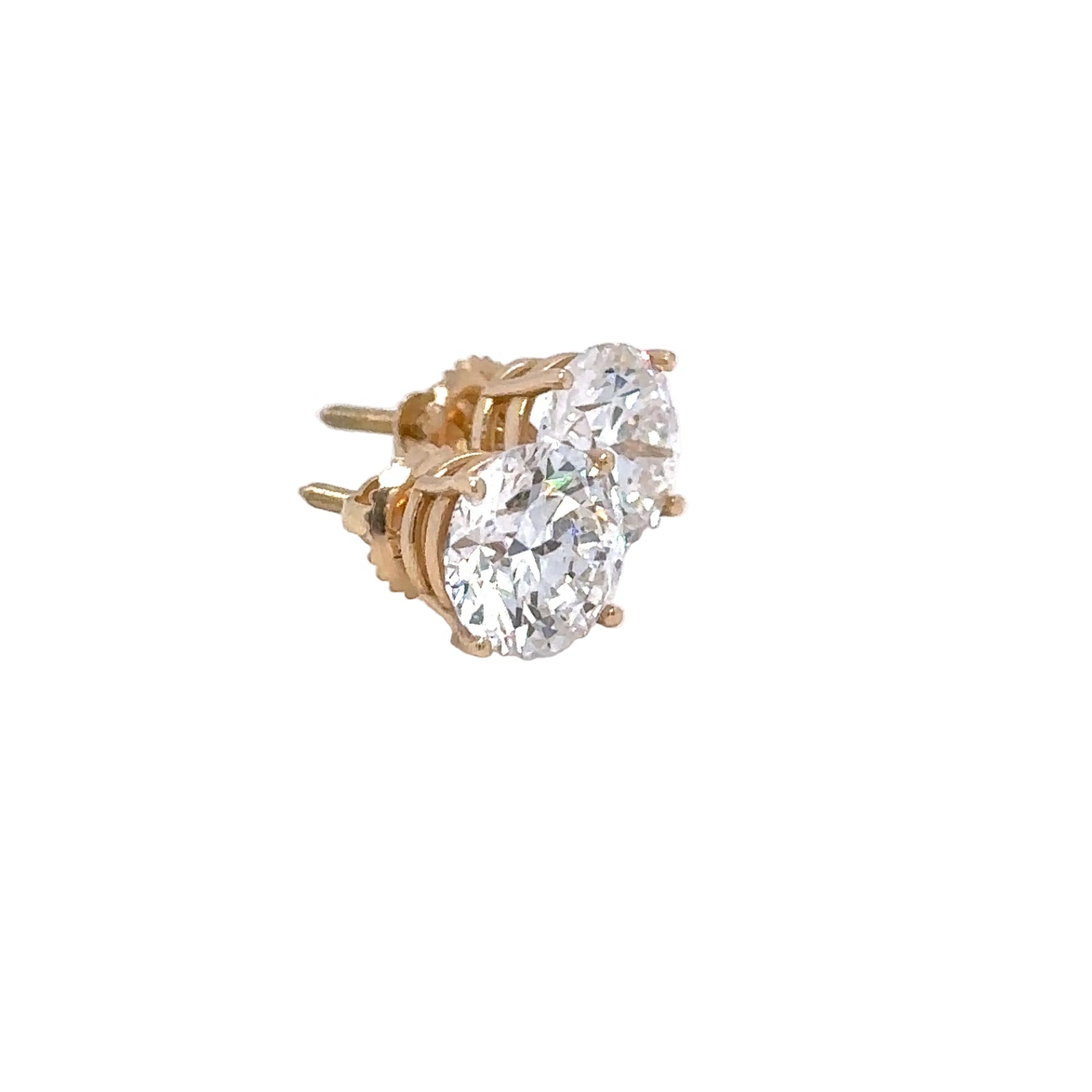 14k yellow gold and lab round earrings
