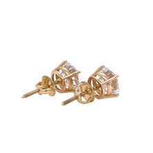 Load image into Gallery viewer, 14k yellow gold and lab round earrings