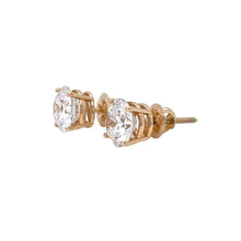 Load image into Gallery viewer, 14k yellow gold and lab round earrings