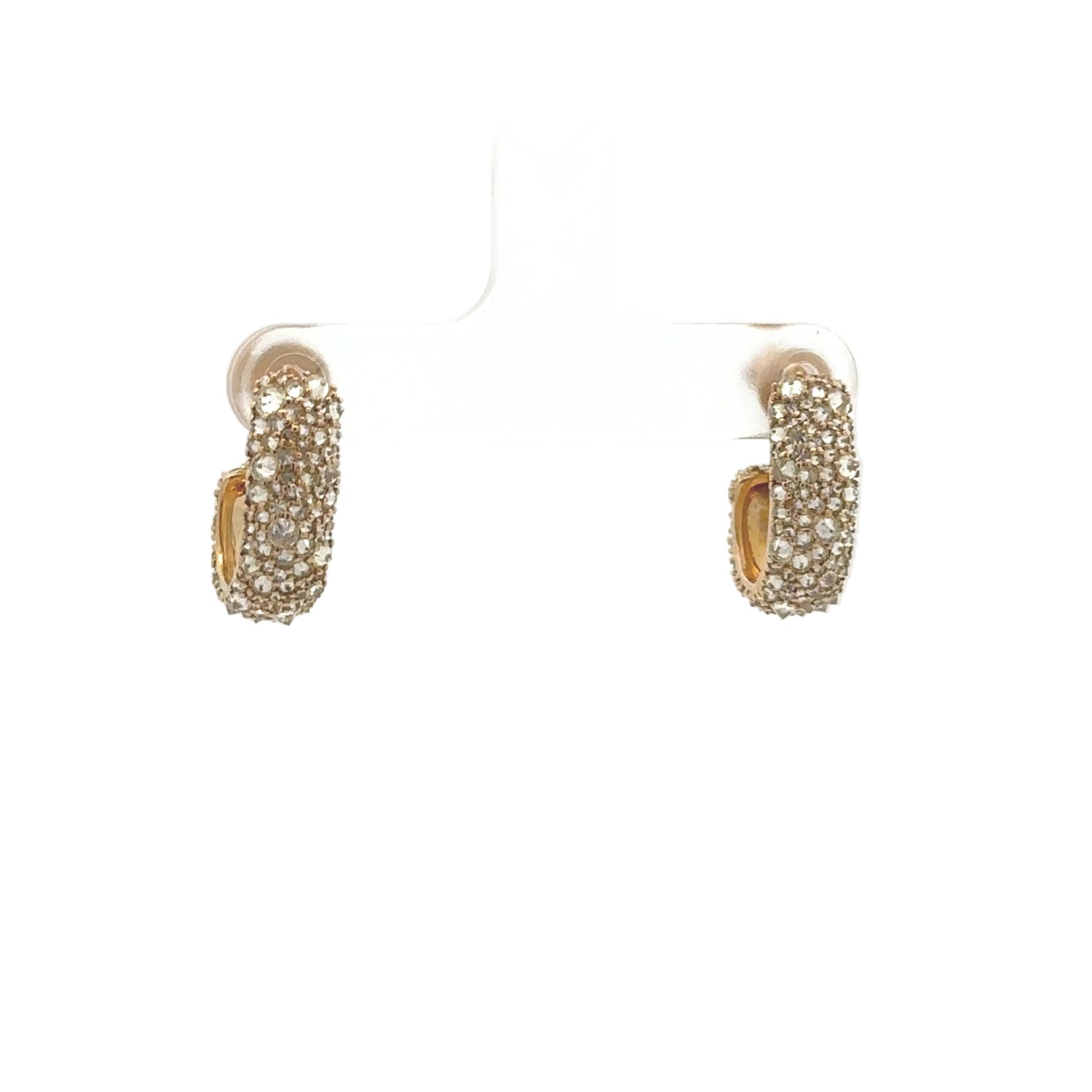 10k Yellow gold and Natural diamonds Hoop earring.