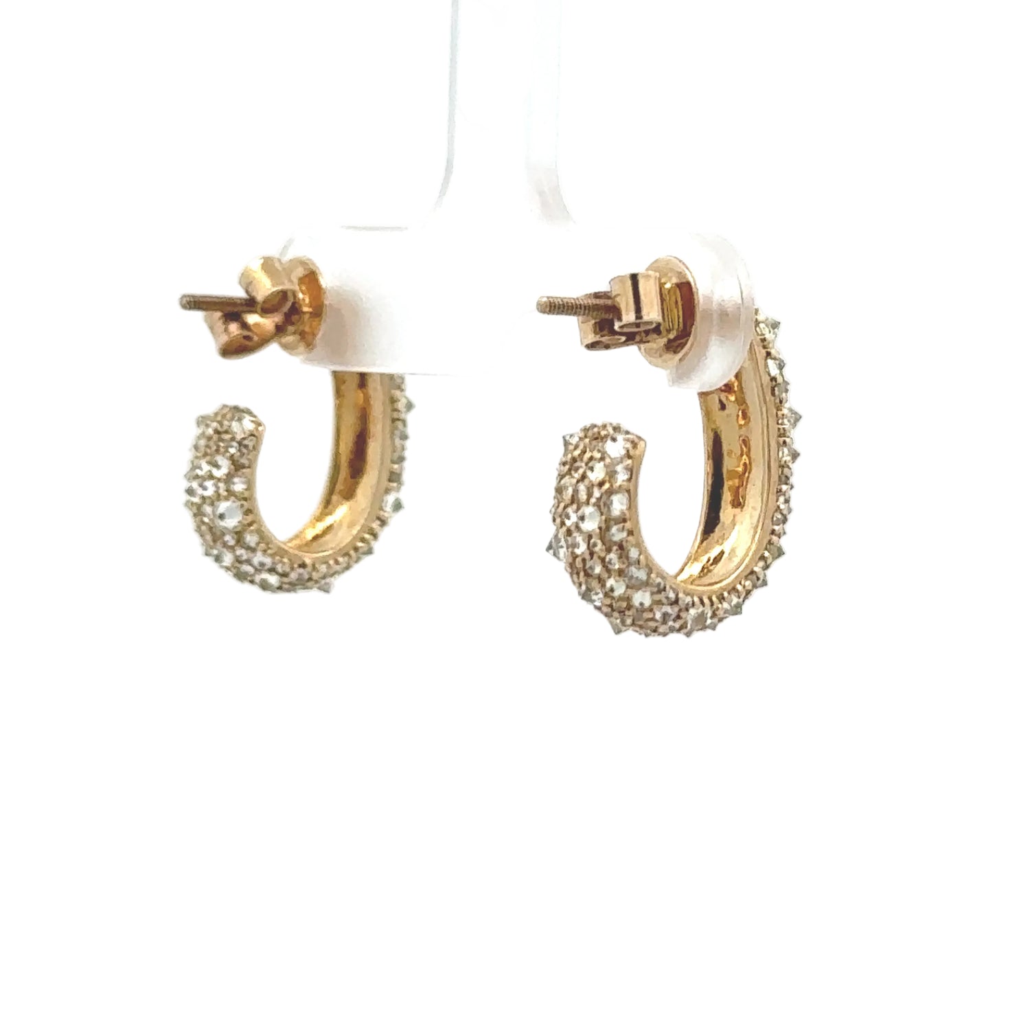 10k Yellow gold and Natural diamonds Hoop earring.