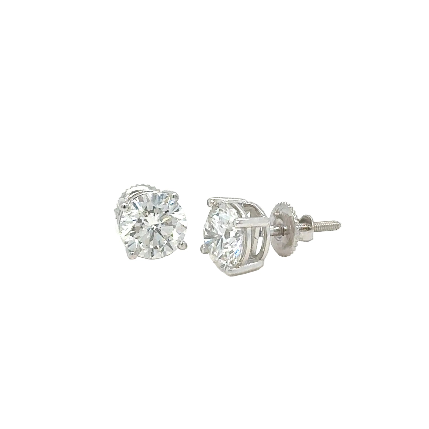 14kt white gold lab grown round diamonds earring.