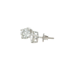 Load image into Gallery viewer, 14kt white gold lab grown round diamonds earring.