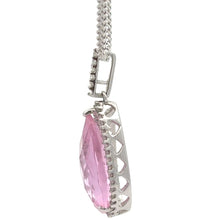 Load image into Gallery viewer, 14k White Gold and Natural Diamond with Multicolored Pink Stone.