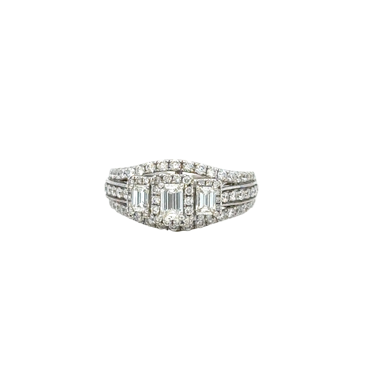 14k White gold and natural diamond ladies ring.