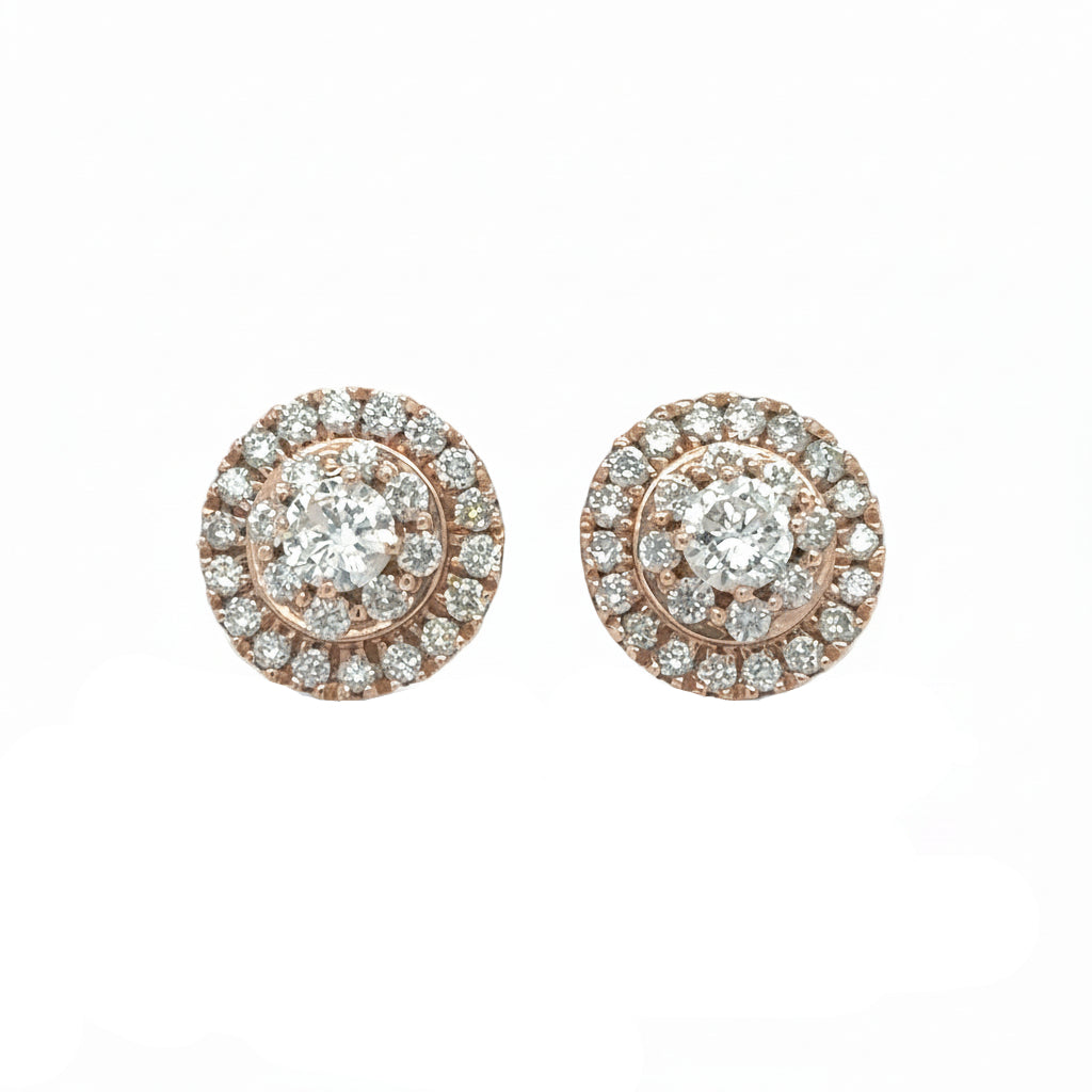 14k Rose gold and natural diamond Earrings.